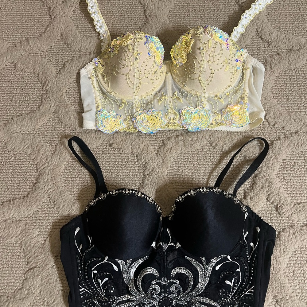 2 Marciano Bralettes 1-black and 1-cream size 36B